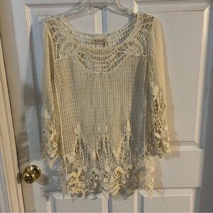 Daily Special Cream Crochet Top Medium